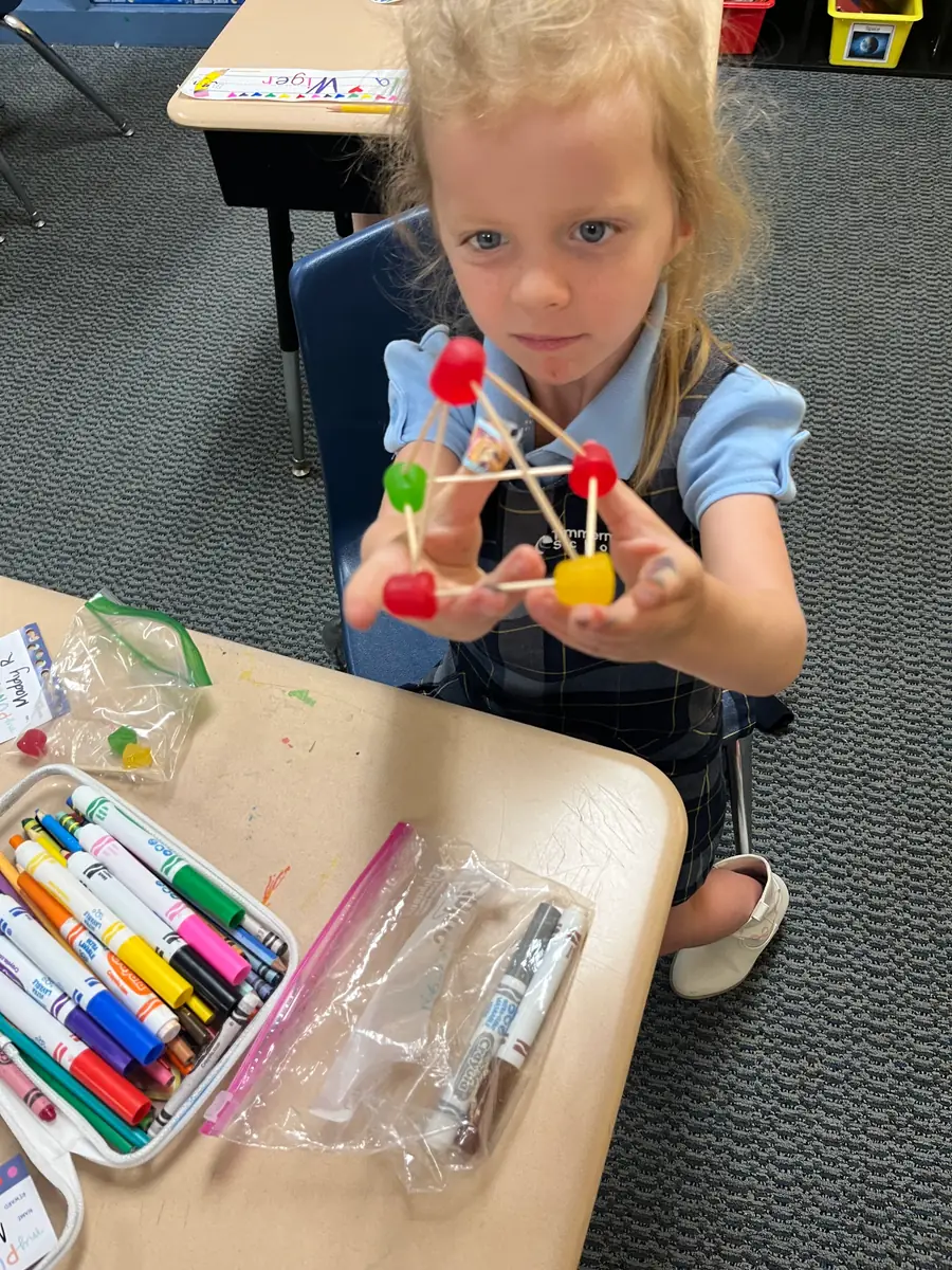 Toothpick-and-gumdrop structure built during Civil Engineering 101